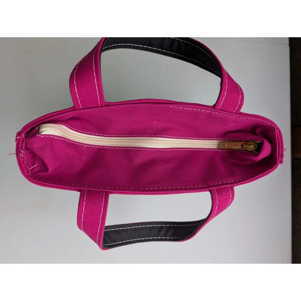 L.L.Bean Boat and Tote Small Zip Top Hot Pink Black Custom Color Monogram M USA